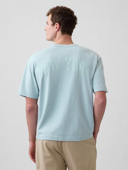 Açık Mavi Heavyweight Relaxed 1969 Logo Crop T-shirt