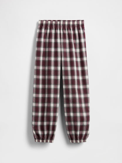 Bordo Geri Dönüştürülmüş Flannel Pijama Jogger