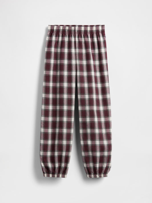 Bordo Geri Dönüştürülmüş Flannel Pijama Jogger