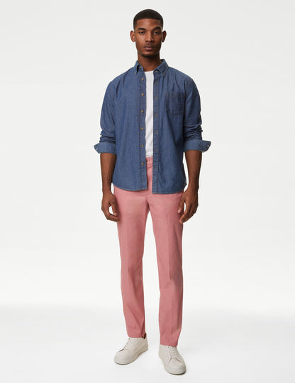 Regular Fit Hafif Dokulu Chino Pantolon