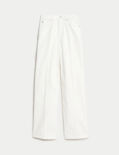 Yüksek Bel Wide Leg Jean Pantolon