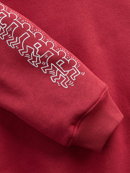 Koyu Kırmızı Keith Haring Vintagesoft Sweatshirt
