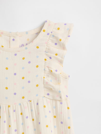 Krem Gauze Ruffle Romper Tulum