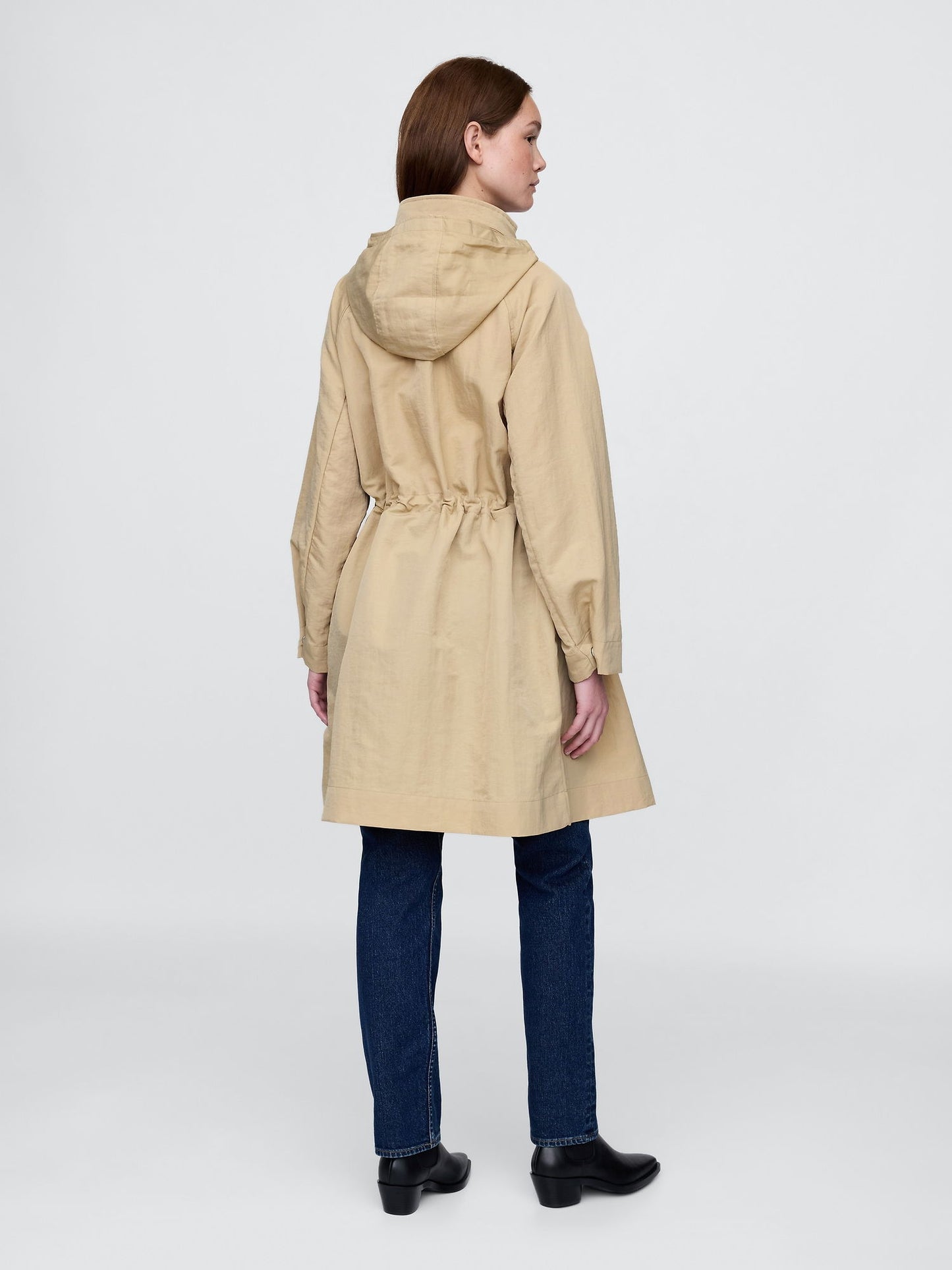 Bej Oversized Poliamid Parka