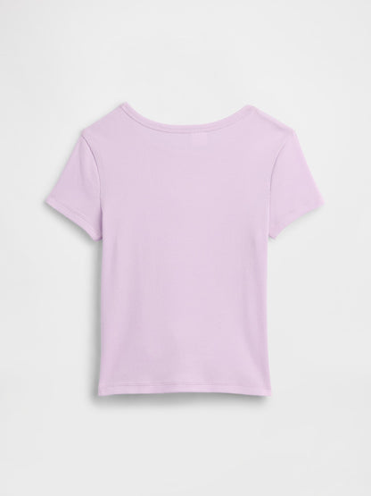 Lila Kids Ribbed Bisiklet Yaka T-shirt