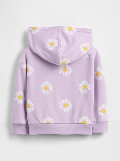 Lila Relaxed Logo Fransız Havlu Kumaş Fermuarlı Sweatshirt