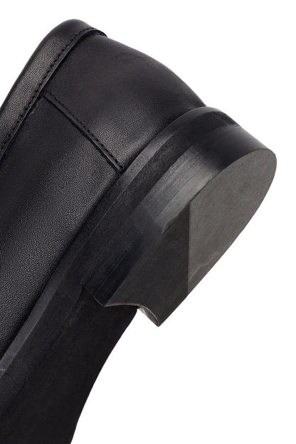 Kadın Siyah Deri Maskülen Loafer