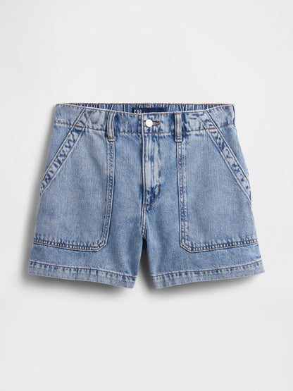 Açık Mavi 4 High Rise Supersoft Denim Utility Şort