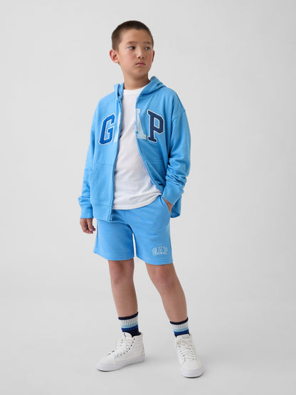 Açık Mavi Relaxed Gap Logo Fransız Havlu Kumaş Pull-on Şort
