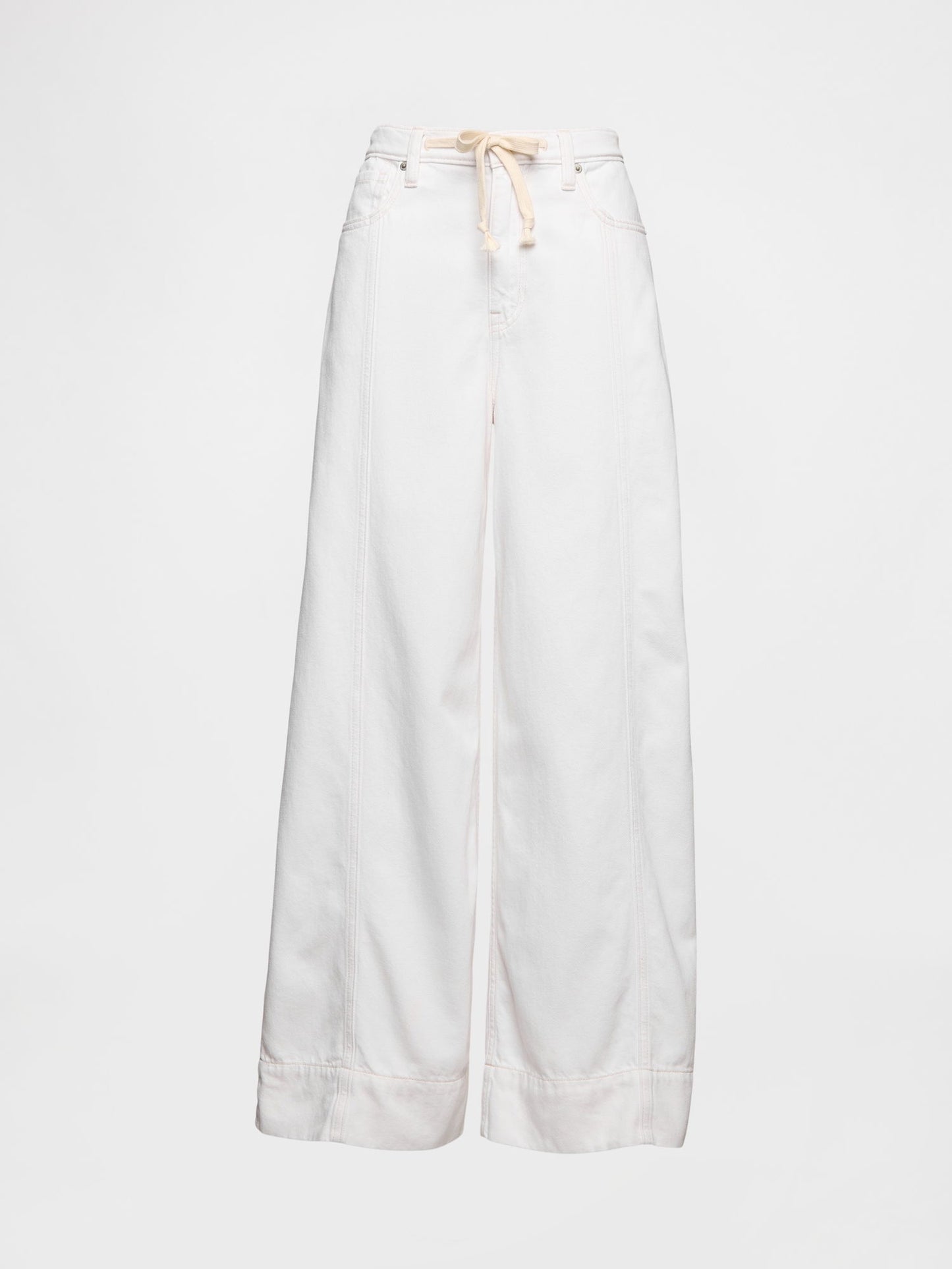 Beyaz Mid Rise Ultrasoft Baggy Jean Pantolon