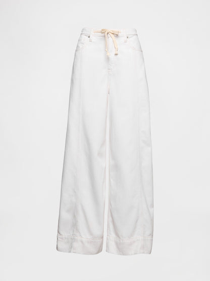 Beyaz Mid Rise Ultrasoft Baggy Jean Pantolon