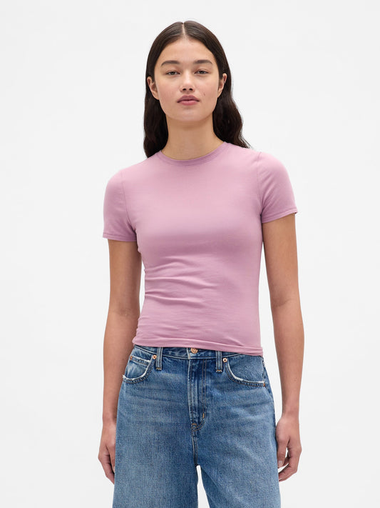 Açık Pembe Closeknit Jersey T-shirt
