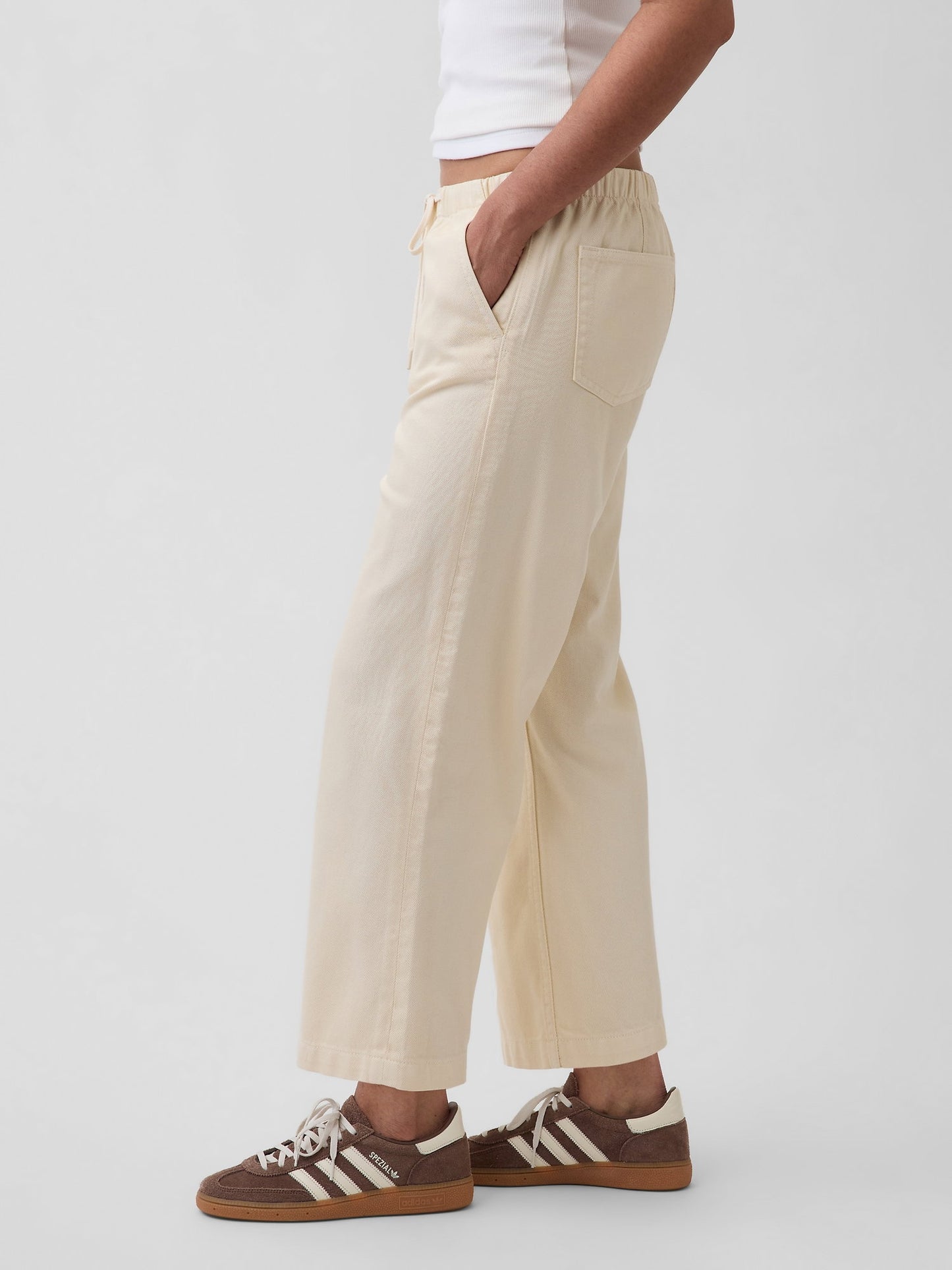 Krem Low Rise Ultrasoft '90s Loose Easy Crop Jean Pantolon