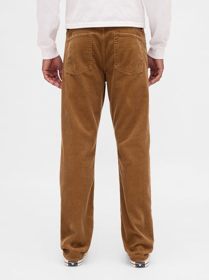 Açık Kahverengi Corduroy Relaxed Straight Pantolon