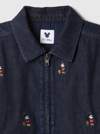 Lacivert Gap × Disney Işlemeli Denim Bomber Ceket