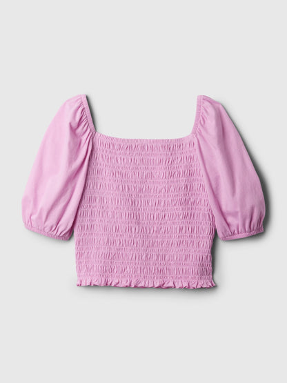 Pembe Büzgü Detaylı Bluz
