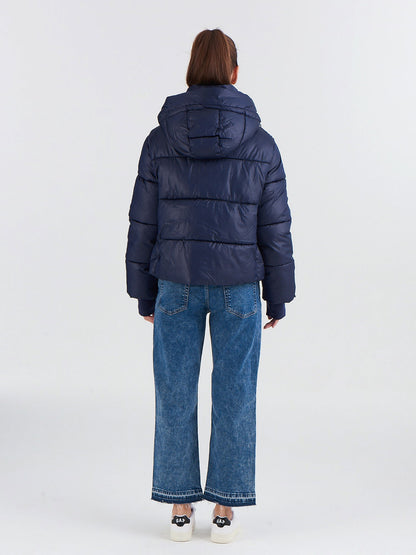 Lacivert Coldcontrol Crop Puffer Şişme Mont