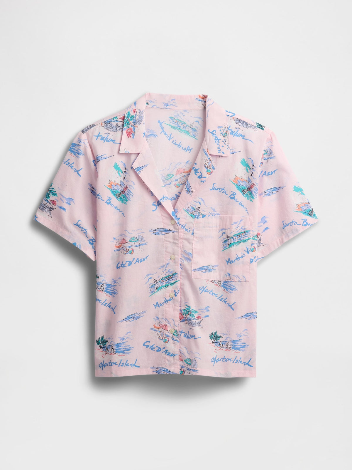 Pembe Gapbody Poplin Kısa Kollu Pijama Üstü