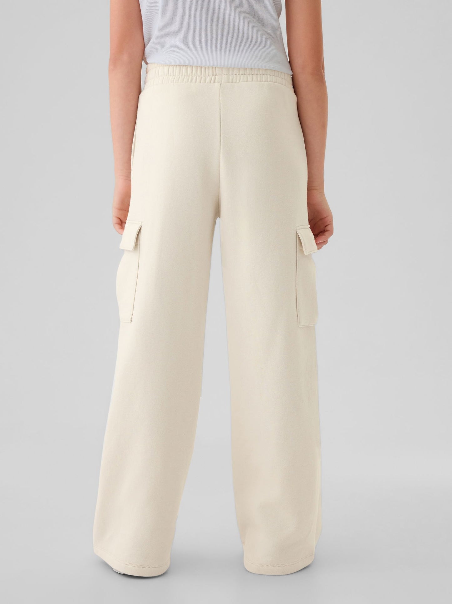 Kırık Beyaz Vintage Soft Wide-leg Kargo Eşofman Altı