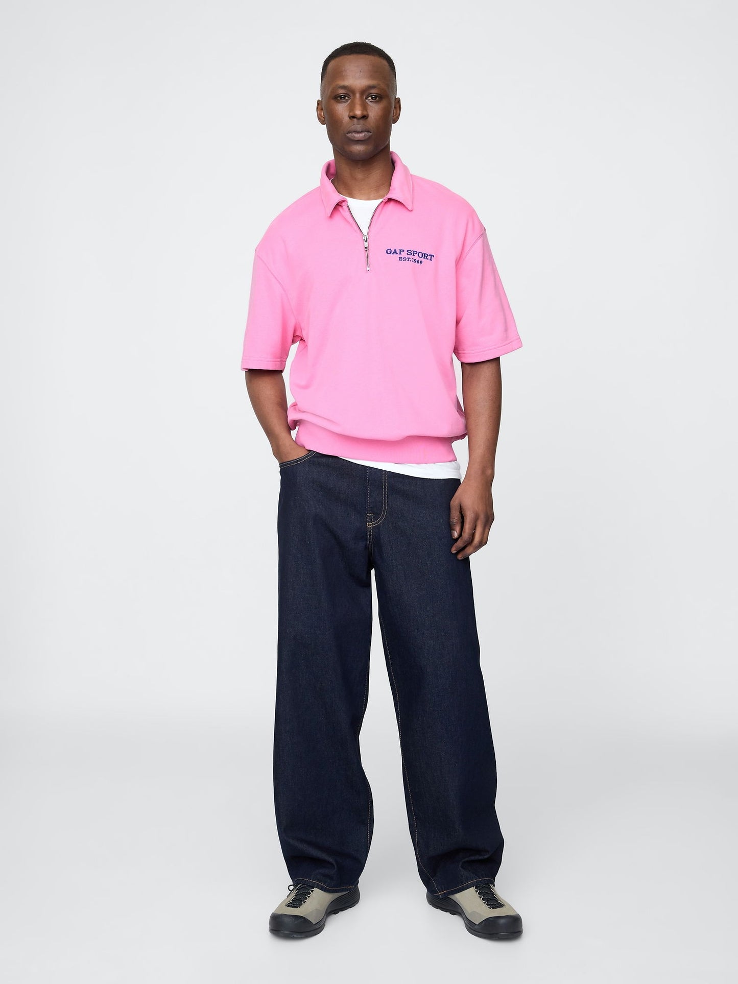 Pembe Vintagesoft Spor Çeyrek Fermuarlı Pullover Sweatshirt