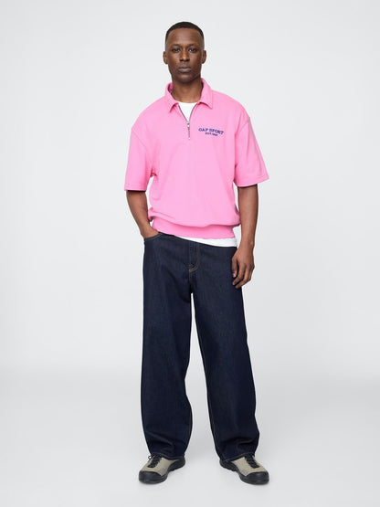 Pembe Vintagesoft Spor Çeyrek Fermuarlı Pullover Sweatshirt