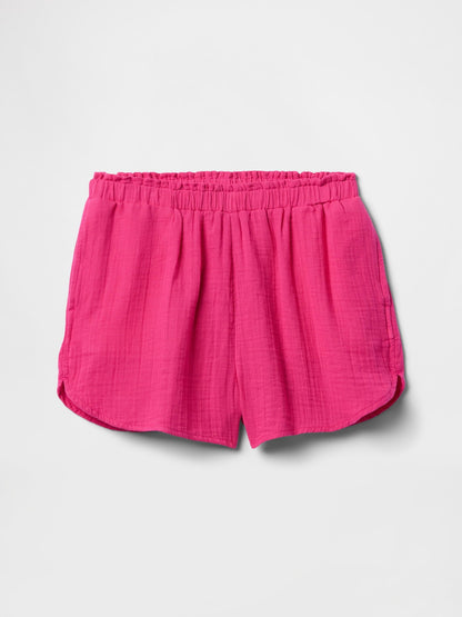 Pembe Crinkle Gauze Şort