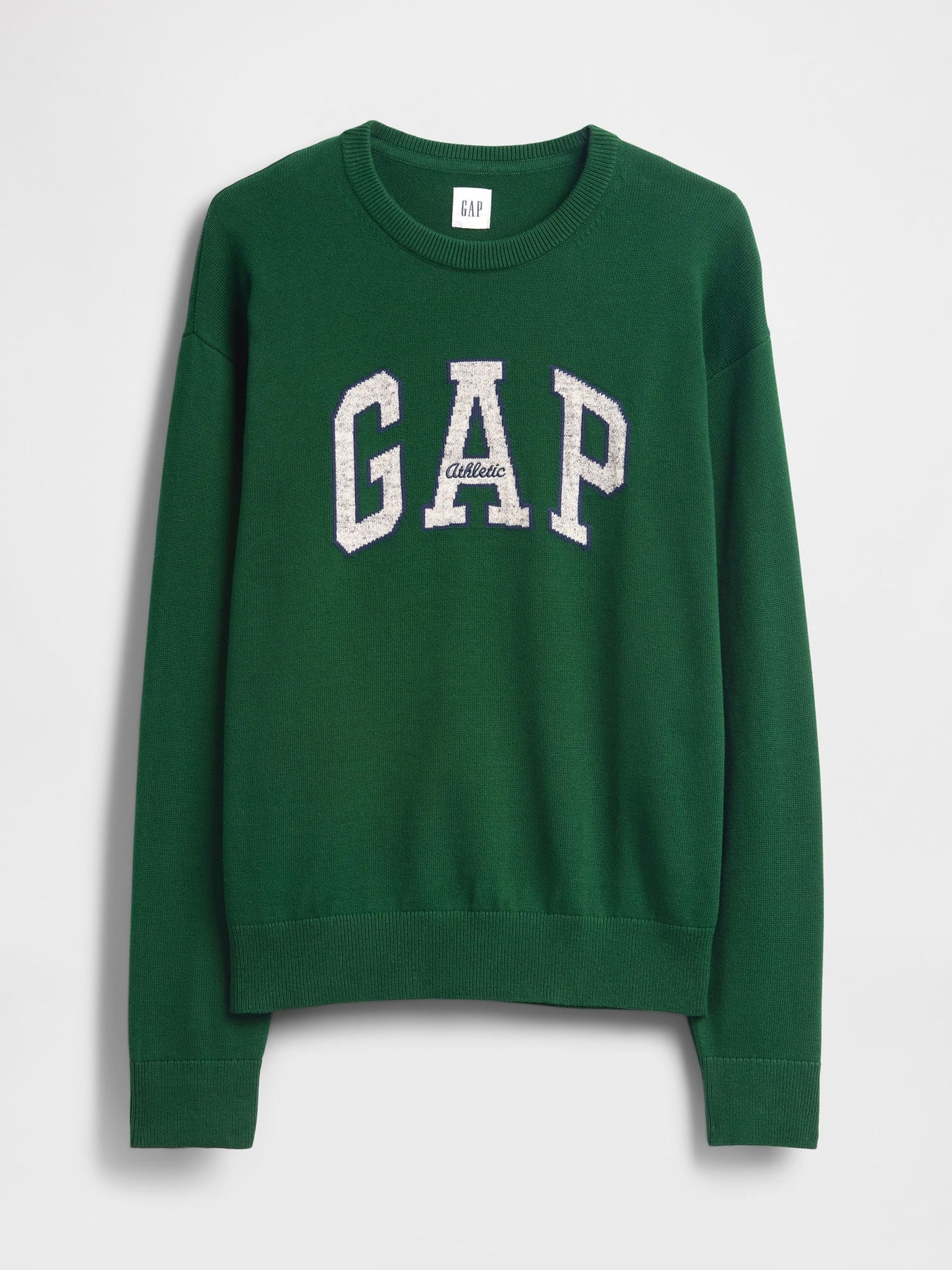Yeşil Relaxed Gap Logo Intarsia Kazak