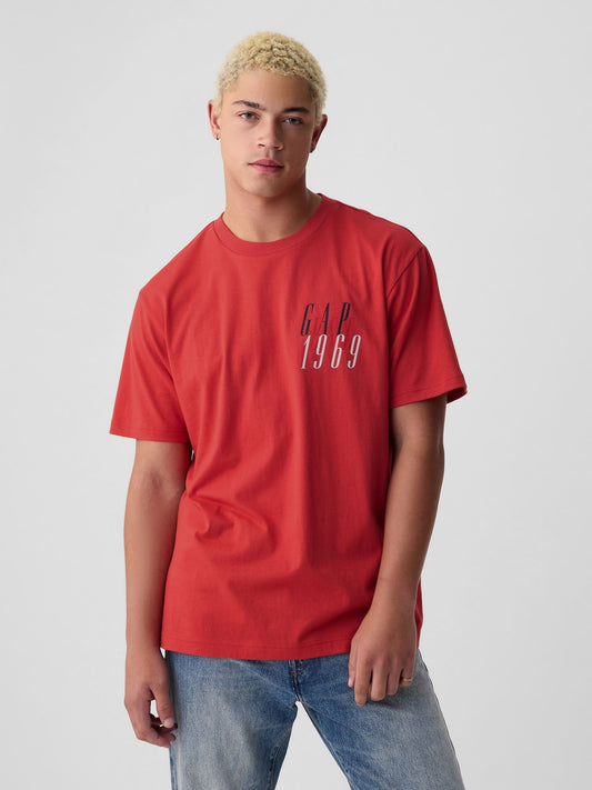 Kırmızı Gap 1969 Logo T-shirt