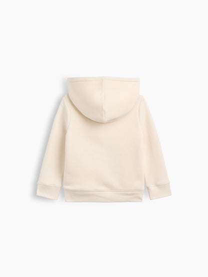 Krem Sherpa Astarlı Logo Fermuarlı Sweatshirt