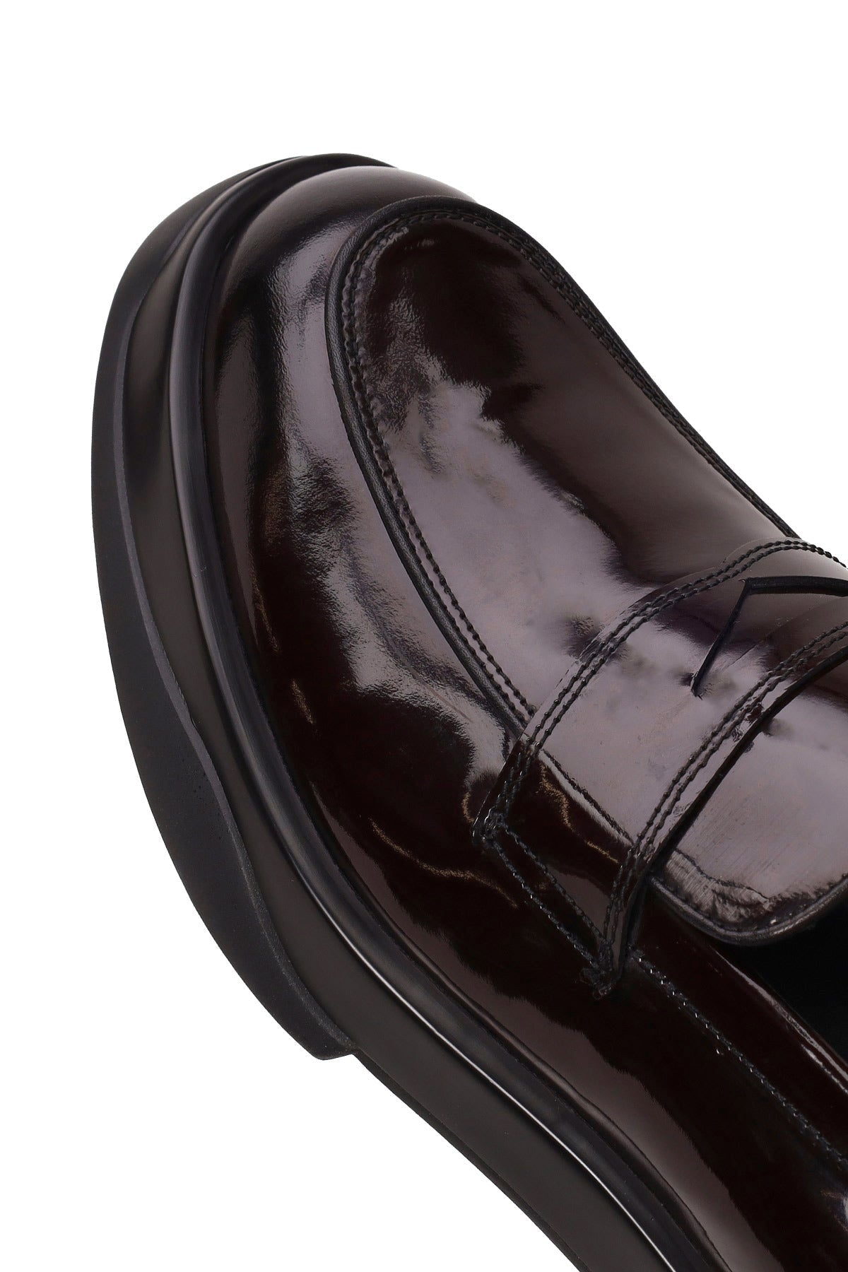 Erkek Bordo Kalın Tabanlı Deri Loafer