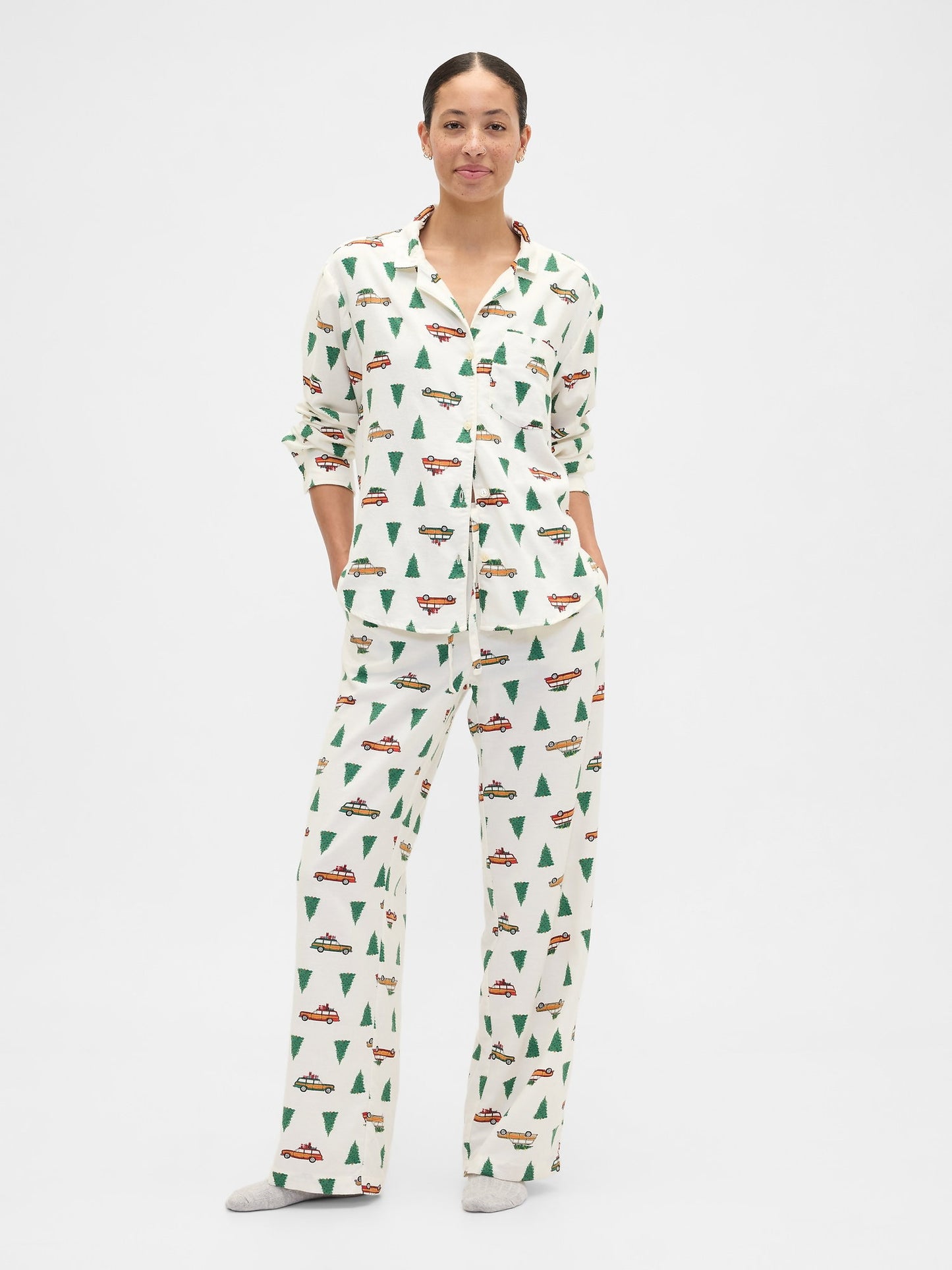 Kırık Beyaz Flannel Pull-on Pijama Altı