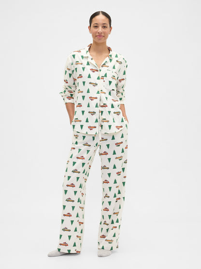 Kırık Beyaz Flannel Pull-on Pijama Altı