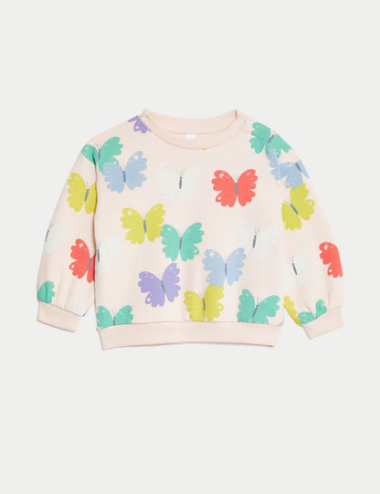 Kelebek Desenli Yuvarlak Yaka Sweatshirt (0-3 Yaş)