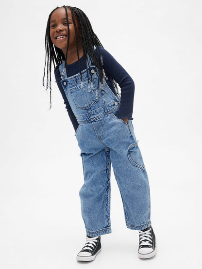 Açık Mavi Toddler Kalp Cepli Horseshoe Tulumu