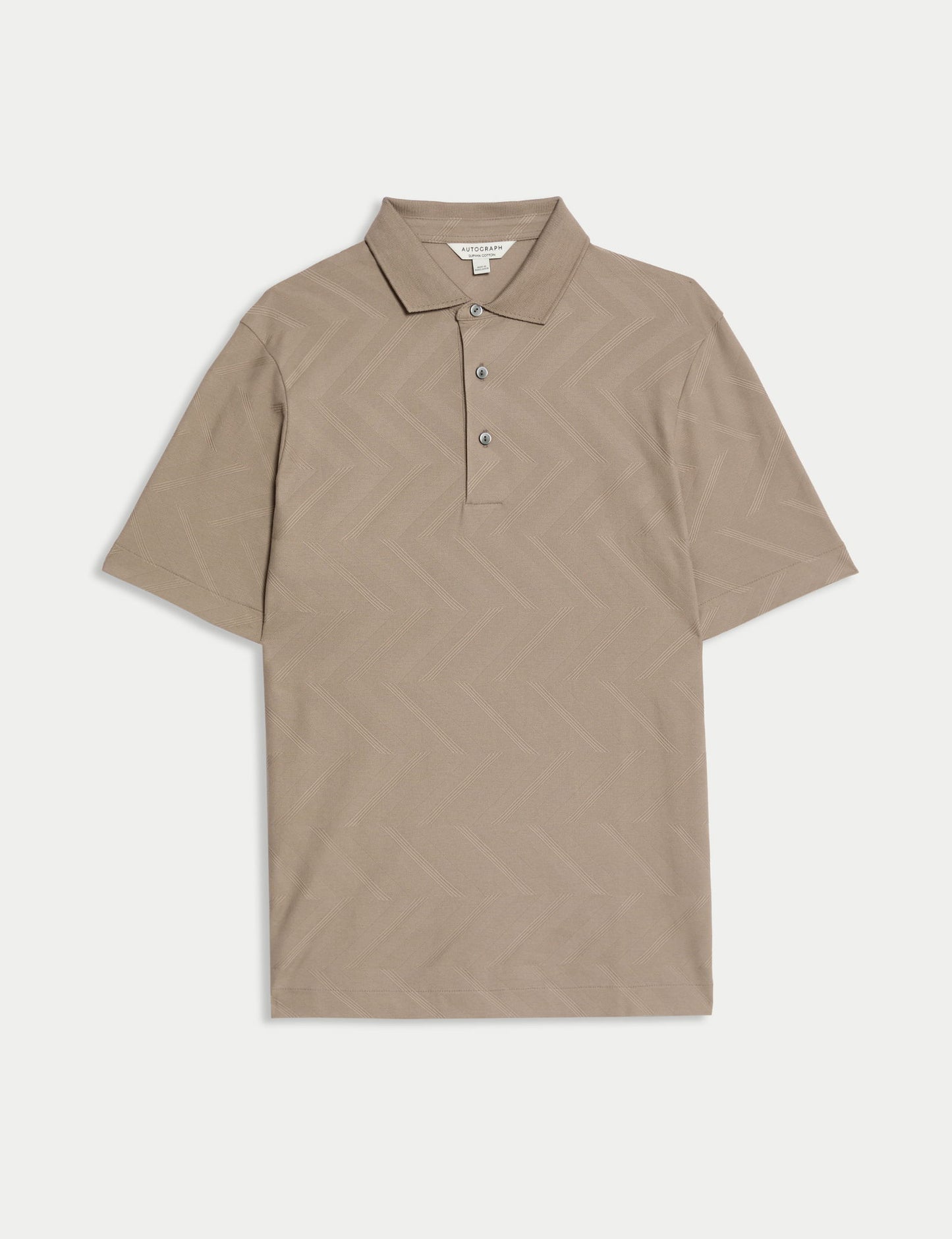 Saf Pamuk Geometrik Desenli Polo Üst