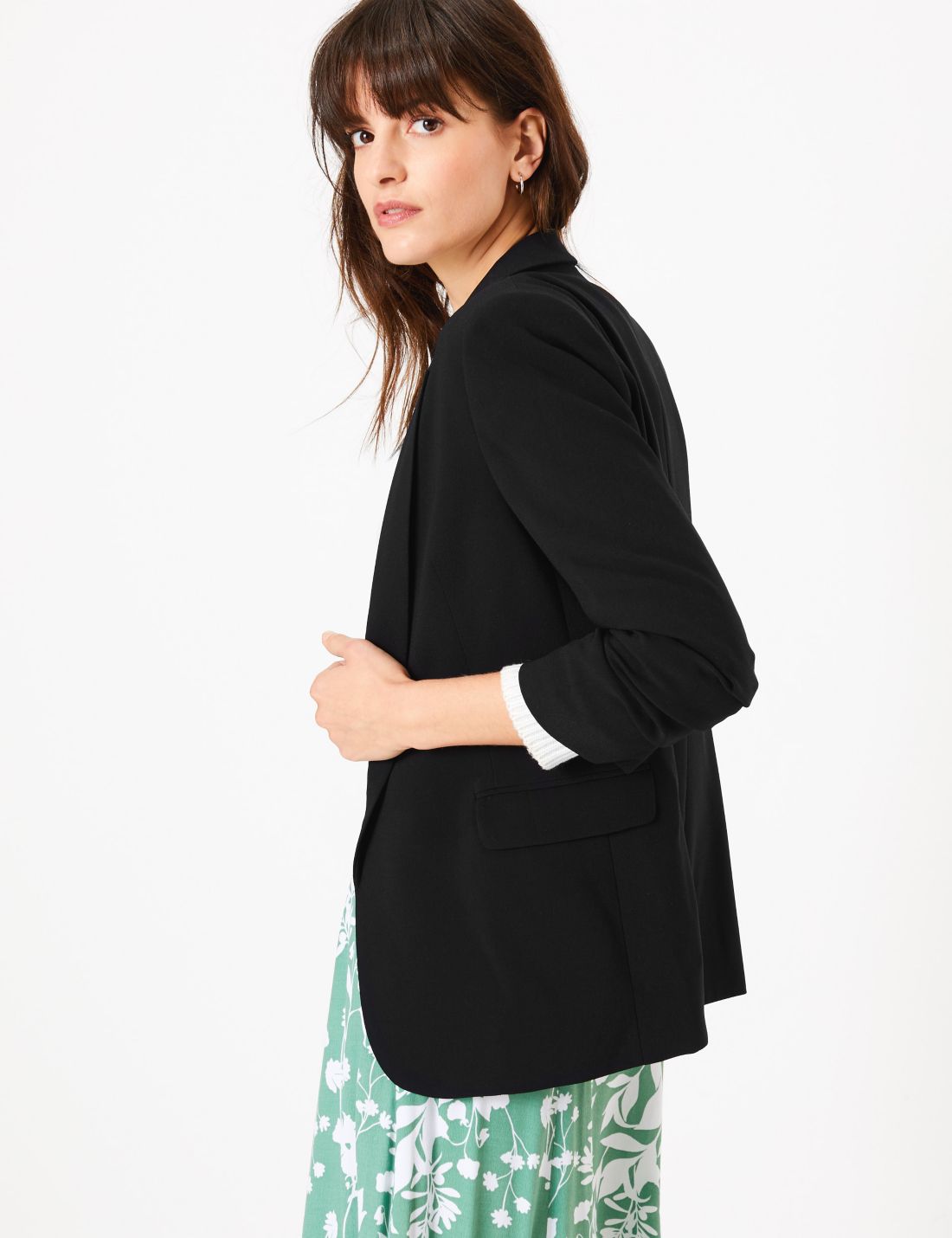 Relaxed Fit Büzgü Detaylı Blazer Ceket