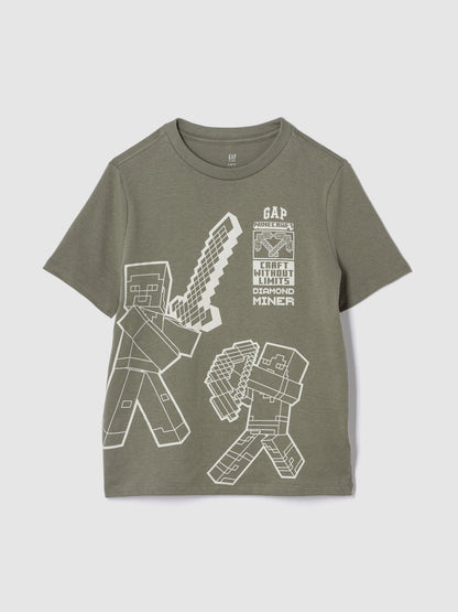 Yeşil Minecraft Grafikli T-shirt