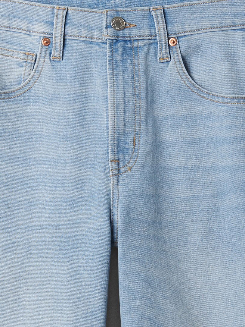 Açık Mavi High Rise Wide-leg Crop Jean Pantolon