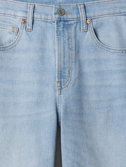 Açık Mavi High Rise Wide-leg Crop Jean Pantolon