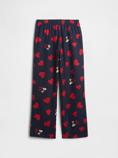 Lacivert Peanuts %100 Recycled Flannel Pijama Altı
