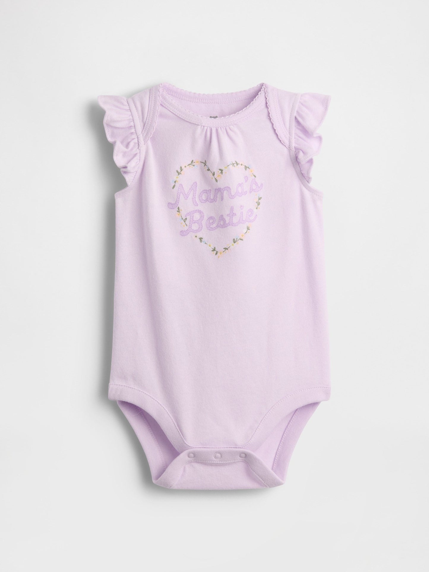 Lila Organik Pamuk Grafik Baskılı Bodysuit