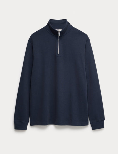 Pamuklu Karışımlı Yarım Fermuarlı Sweatshirt