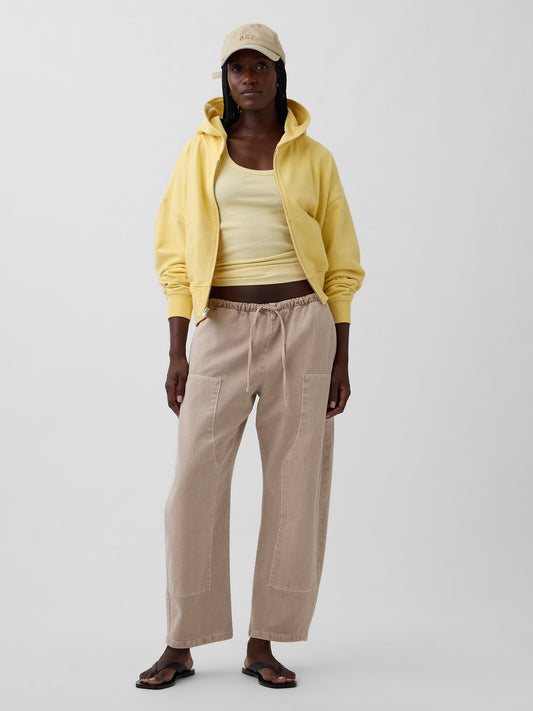 Açık Pembe Easy Double-knee Barrel Pantolon