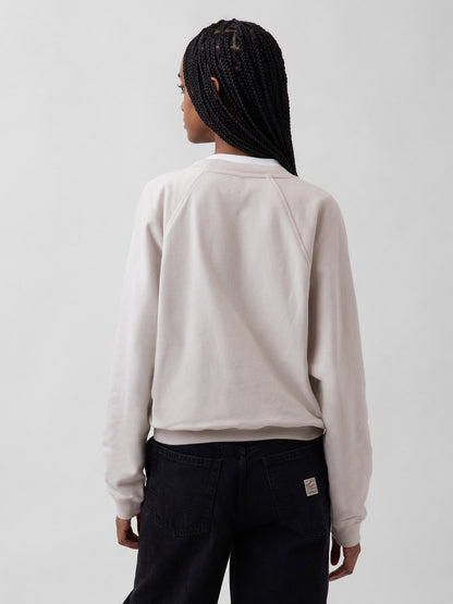 Koyu Yeşil Fransız Havlu Kumaş Raglan Logo Sweatshirt