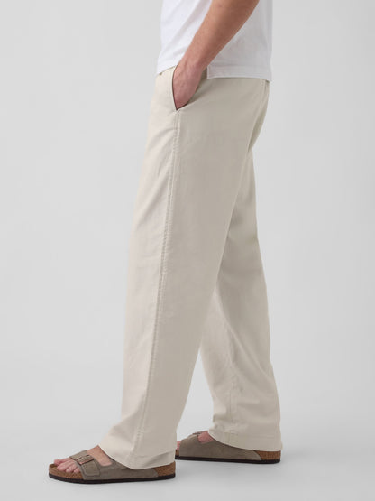 Siyah Keten Karışımlı Relaxed Taper Easy Pantolon