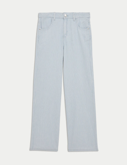 Wide Leg Çizgili Jean Pantolon (6-16 Yaş)