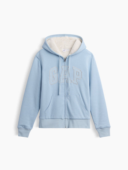 Açık Mavi Relaxed Gap Logo Sherpa-astarlı Fermuarlı Sweatshirt
