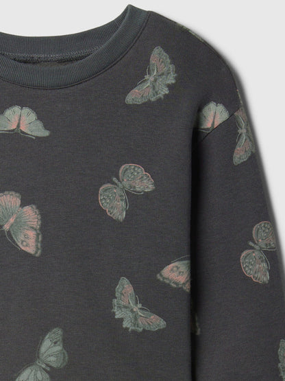 Gri Desenli Fleece Sweatshirt Set