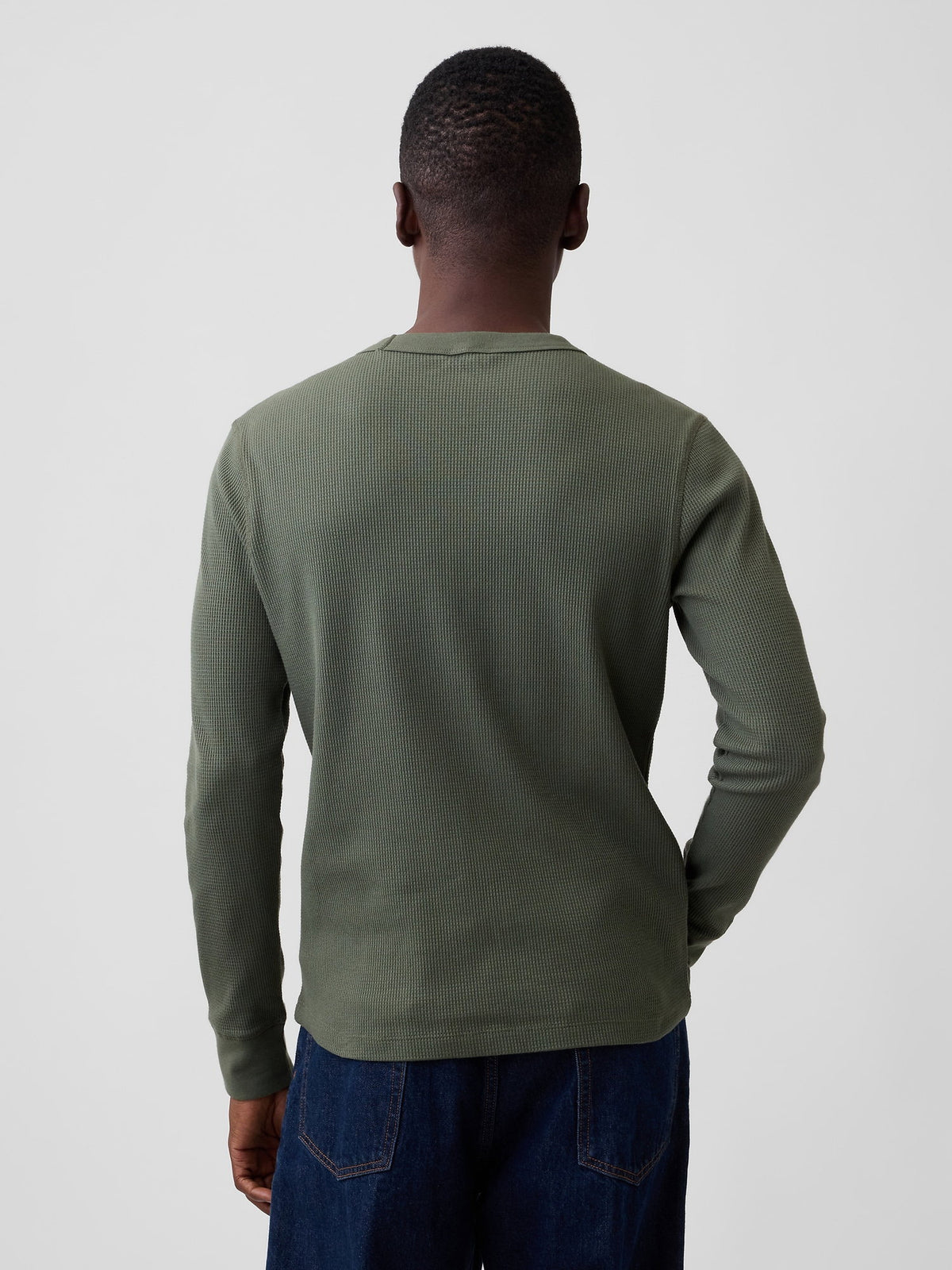 Haki Waffle-knit Bisiklet Yaka T-shirt