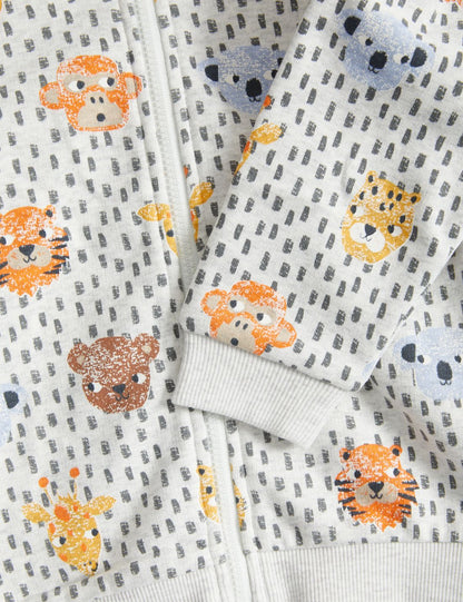 Hayvan Desenli Kapüşonlu Sweatshirt (0-3 Yaş)